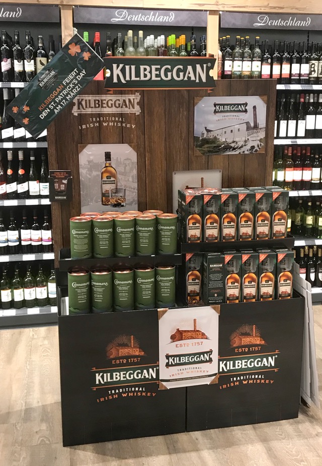 Kilbeggan Whiskey Sell-In-Kommunikaton Sonderplatzierung am POS